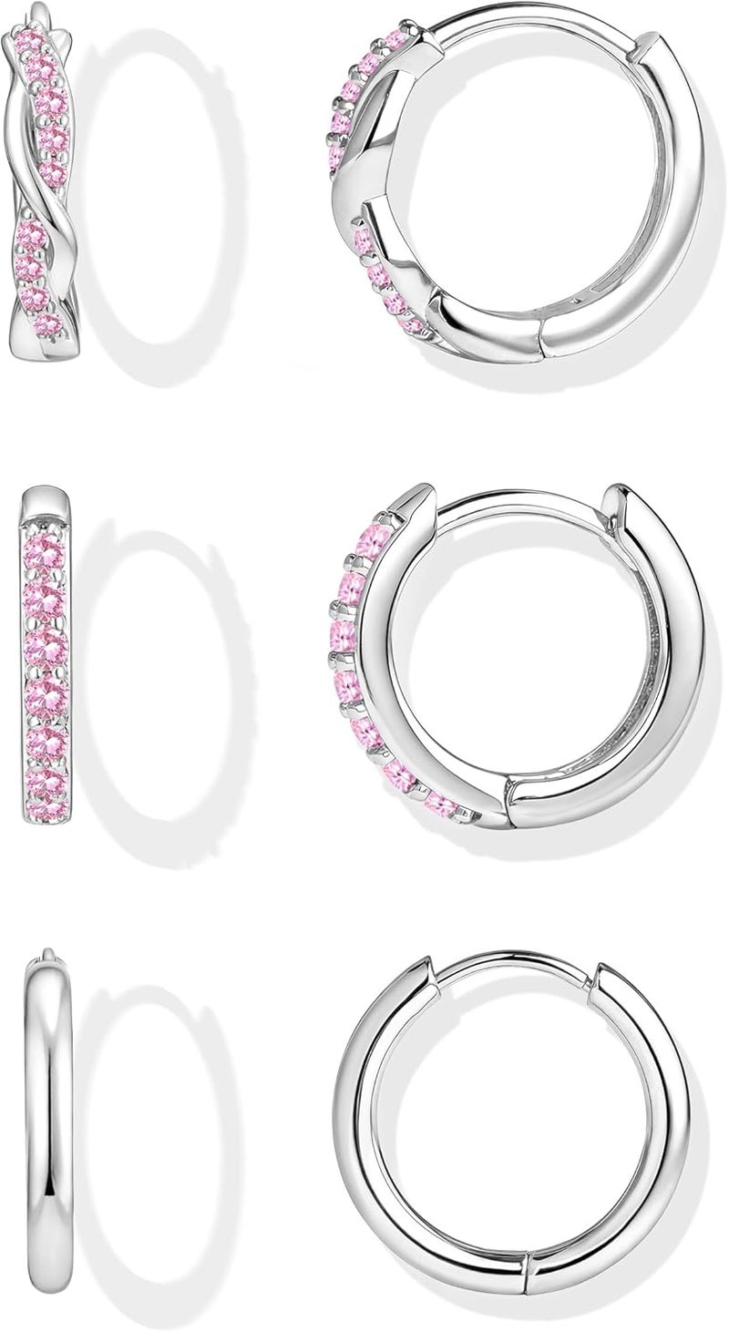 Inerney 14K Gold Plated Huggie Hoop Earrings for Women, Small Sterling Silver Earring Set Hypoallergenic Cartilage Helix Stacks, Mini Dainty Cute Trendy Birthstone Jewelry Gift for Multiple Piercings - Image 1